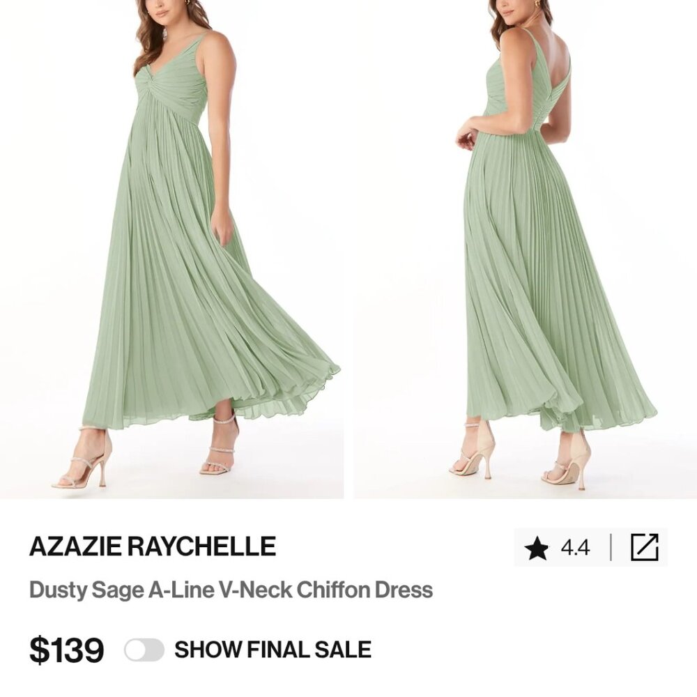 Azazie Raychelle Dress in Dusty Sage